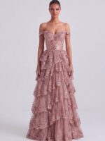 CARMEN-różowa sukienka z wiązaniem