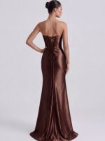 LAUREN- brązowa, satynowa suknia maxi COMING SOON