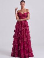 CARMEN-fuksjowa sukienka z wiązaniem