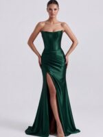 LAUREN- zielona, satynowa suknia maxi COMING SOON