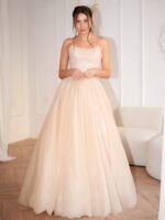 VICTORIA midi- biała, brokatowa SZYCIE NA MIARĘ