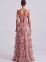 CARMEN-różowa sukienka z wiązaniem