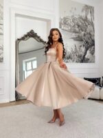 BEATRICE- zdobiona sukienka midi SZYCIE NA MIARĘ