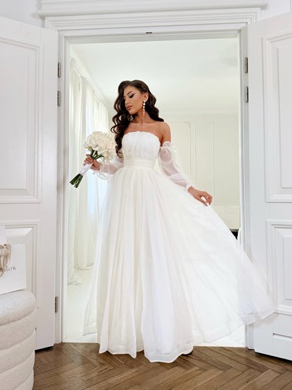 ODETTE maxi- suknia z&nbsp;odpinanymi rękawkami OUTLET