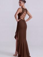 MELODY - asymetryczna brazowa suknia