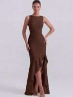 MELODY - asymetryczna brazowa suknia