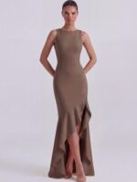 MELODY - asymetryczna bezowa suknia