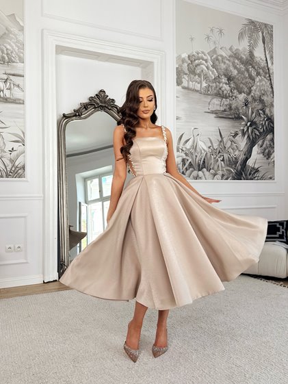 BEATRICE- zdobiona sukienka midi SZYCIE NA&nbsp;MIARĘ