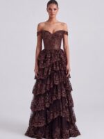 CARMEN-brązowa sukienka z wiązaniem