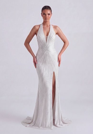 VALENTINA- biała, zdobiona sukienka PRE-ORDER