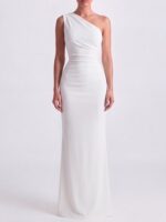 OLIMPIA- asymetryczna, biała suknia,odpinany rękaw