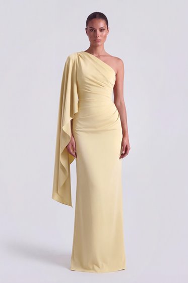 OLIMPIA asymetryczna masełkowa suknia