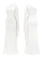 OLIMPIA- asymetryczna, biała suknia,odpinany rękaw